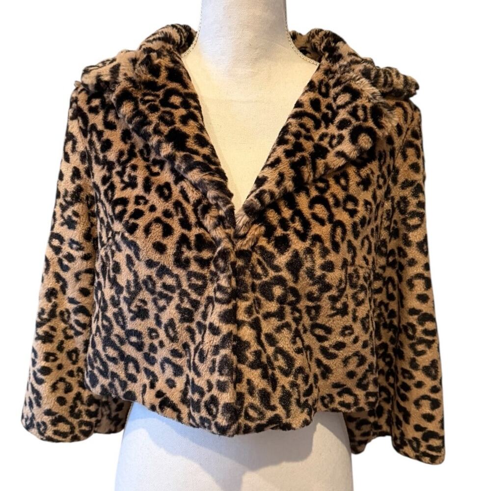 CAbi Lola Faux Fur Swing Jacket Leopard Animal Print S